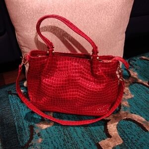 Zenith Red bag for women, semi-new crocodile skin style